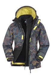 Atom Printed Waterproof 3-in-1 Kids Jacket Black
