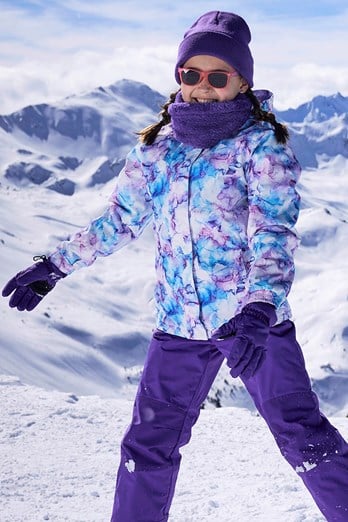 Snowdrop Printed Kids Ski Jacket Pale Pink