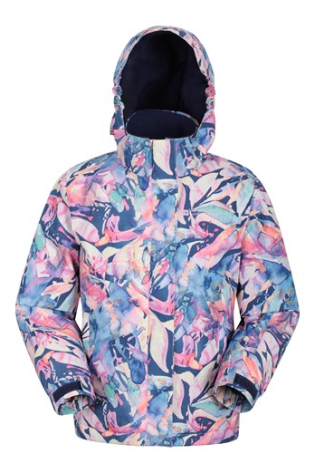 Snowdrop Printed Kids Ski Jacket Purple