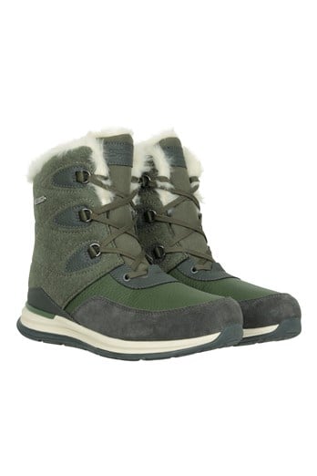 Ice Crystal Womens Waterproof Snow Boots Khaki