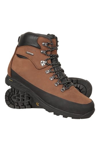 Quest Mens IsoGrip Leather Waterproof Hiking Boots Brown