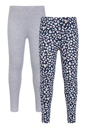 Patterned Casual Kids Leggings 2-Pack Mixed