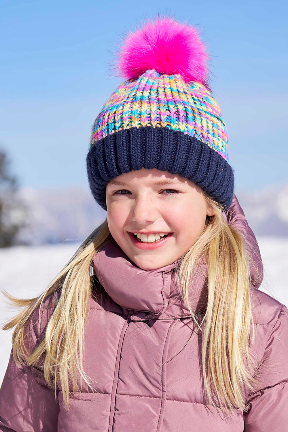 Mountain Warehouse Fluff Bomb Kids Beanie Girls Lightweight Knitted Winter Hat - Picture 25 of 32