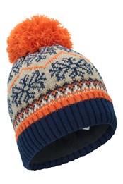 Grob-Gestrickte Kinder Bommelmütze Orange