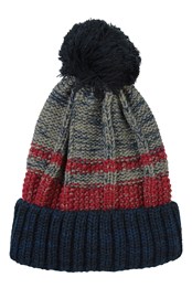 Stripe Cable Knit Bobble Hat