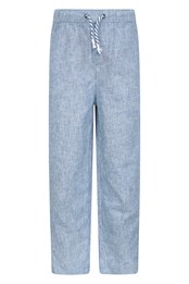 Pantalon en tissu créponné à rayures pour enfant Bleu