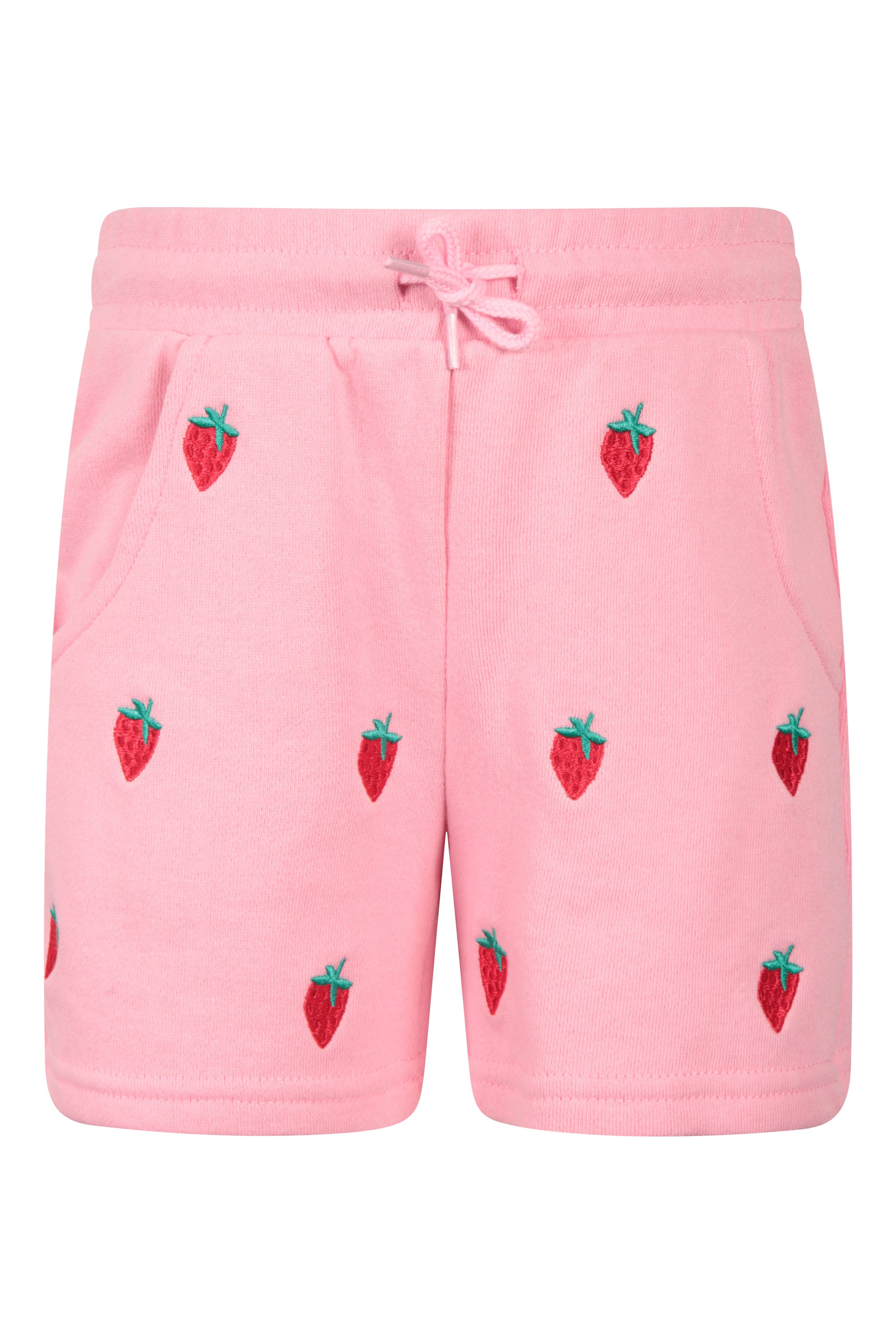 Strawberry Kids Embroidered Shorts - Pink