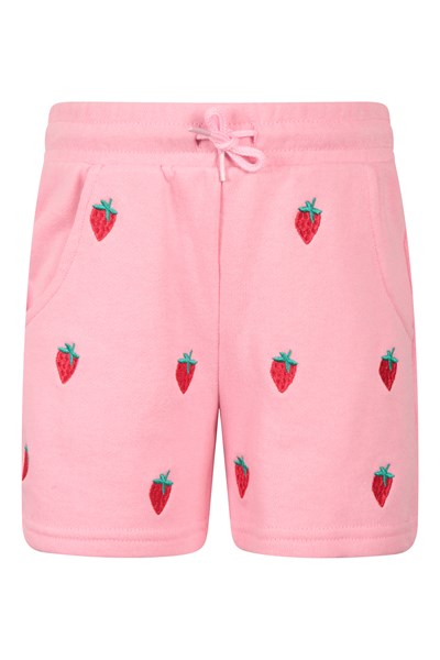 Strawberry Kids Embroidered Shorts - Pink