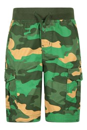 Pull-On Kids Camo Cargo Shorts Green