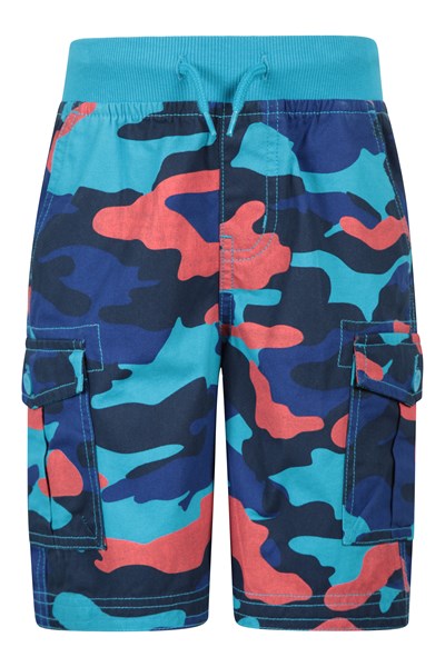 Pull-On Kids Camo Cargo Shorts - Red
