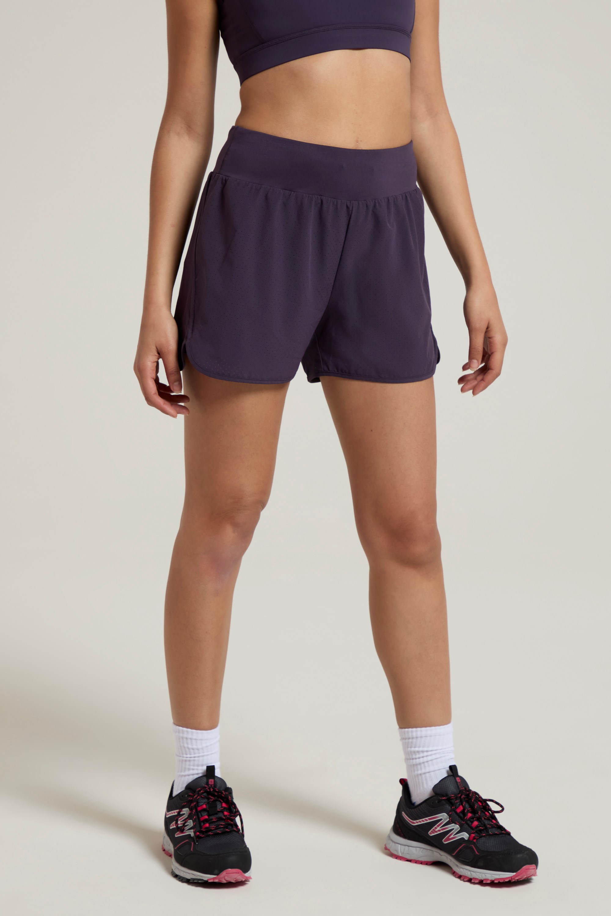 Double-Layer Womens Running Shorts - Purple