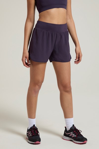 Double-Layer Womens Running Shorts - Purple