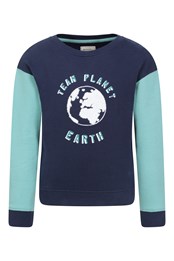 Kids Organic Slogan Sweatshirt Blue