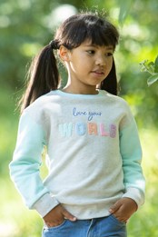 Kids Organic Slogan Sweatshirt Grey