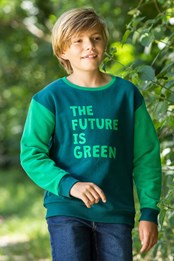 Kids Organic Slogan Sweatshirt Green