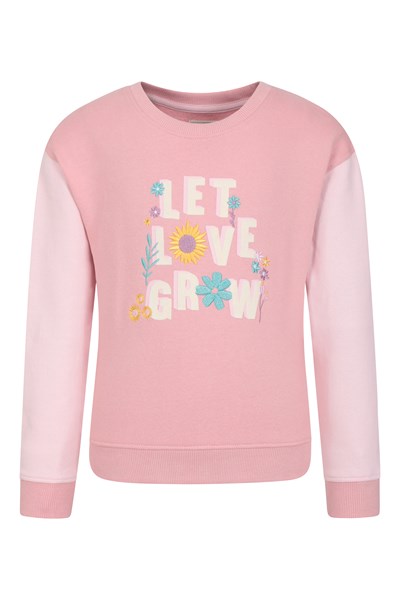 Kids Organic Slogan Sweatshirt - Pink