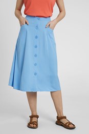 Willow Womens Button-Up Skirt Blue