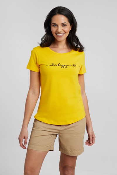Bee Womens Organic Printed T-shirt - Yellow