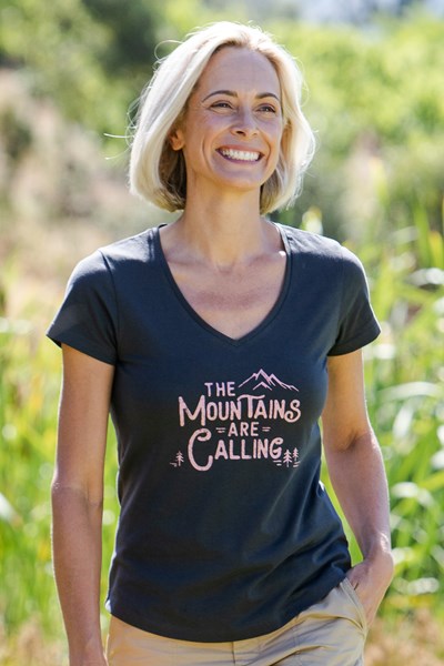 Mountains Are Calling Womens Organic T-shirt - Grey