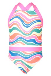 Kids Cross Back Tankini Neon Brights