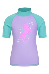 Unicorn Sequin Kids Rash Vest Light Purple
