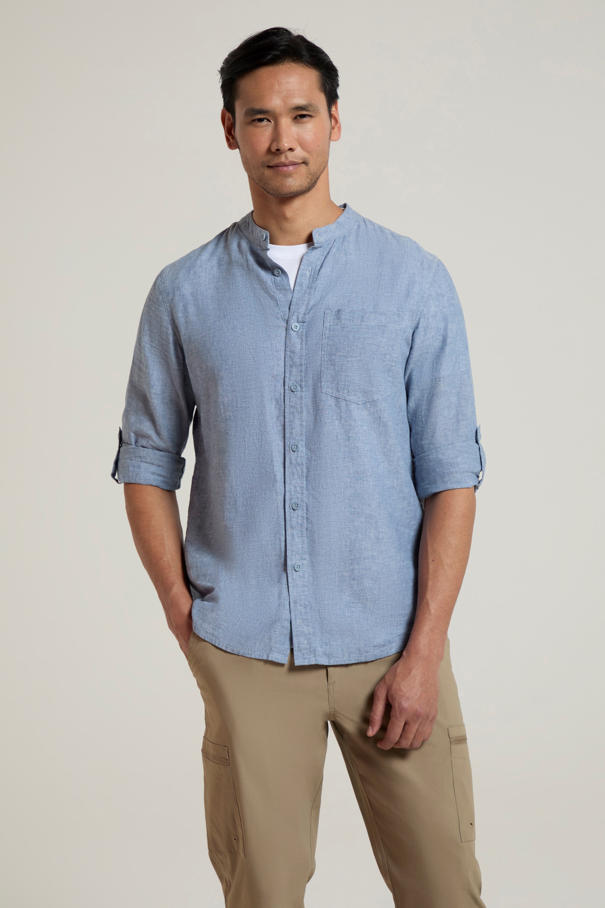 Lowe Cotton Linen Mens Grandad Shirt