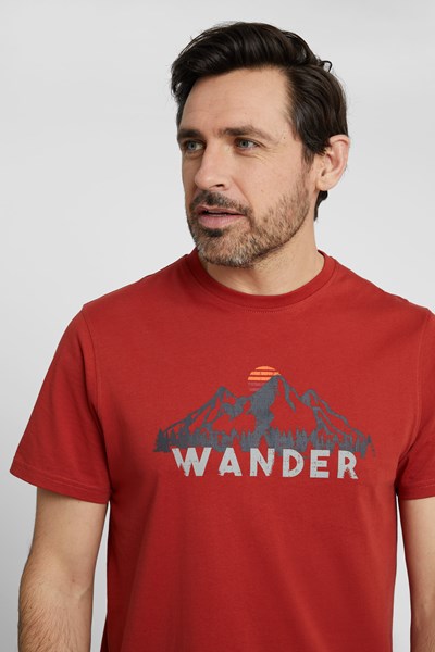 Wander Organic Cotton Mens T-Shirt - Burgundy