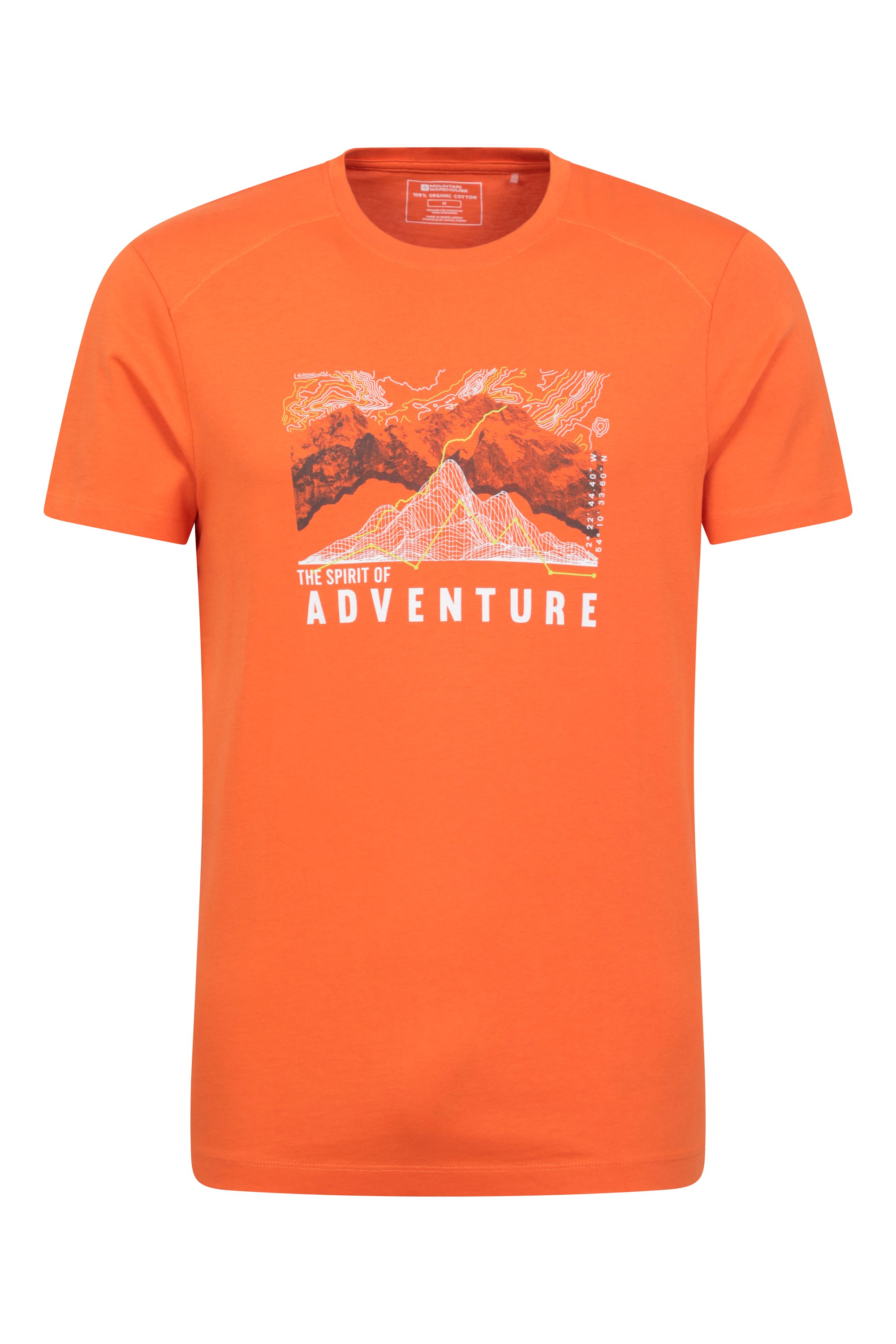 Adventure Begins Organic Cotton Mens T-Shirt - Orange