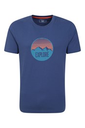Explore Mountain Herren Bio-Baumwoll T-Shirt Blau