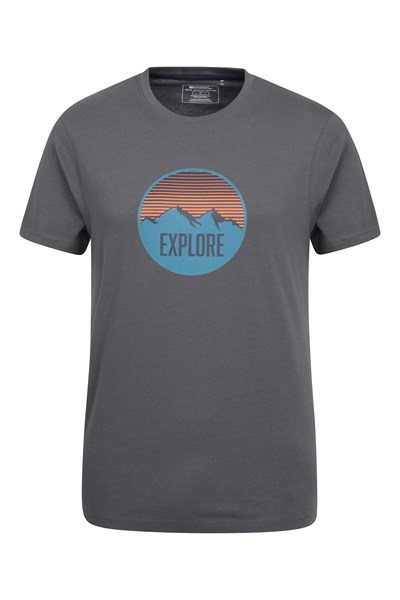 Discover Mountain Organic Mens T-Shirt - Grey