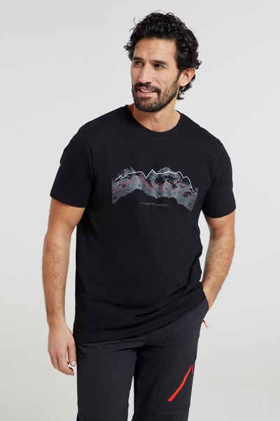 Tech Mountains Mens Organic T-shirt - Black