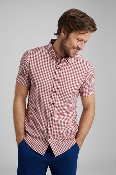 Syston Mens Check Stretch Shirt - Red