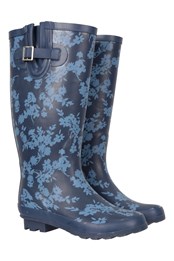 Womens Tall Printed Wellies Navy
