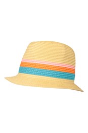 Womens Packable Straw Trilby Hat Beige