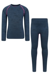 Active conjunto de top y pantalón sin costuras para niños Azul Marino