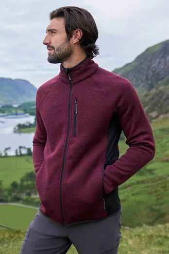 Treston Mens Full-Zip Fleece Jacket Burgundy