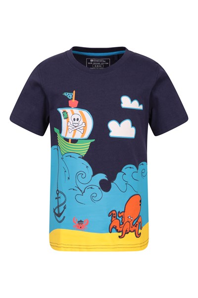 Ahoy Matey Kids Organic Cotton T-Shirt - Navy