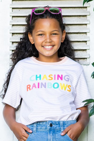 Chasing Rainbows Kids Organic Cotton T-Shirt - White