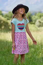 Kleid aus Bio-Baumwolle mit Mohnblumen-Druck für Kinder