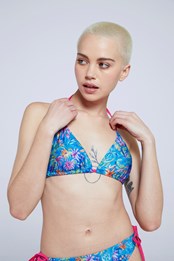 Riviera Bedrucktes Bikini-Oberteil aus recyceltem Material Blau