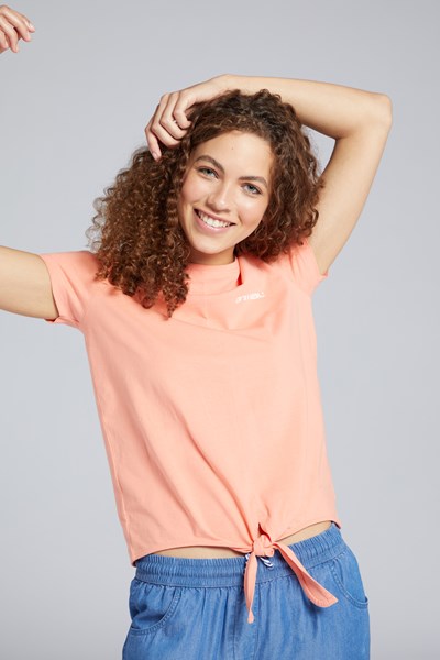 Animal Lexi Womens Organic Tie-Up T-shirt - Pink