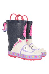 Kids Short Character Handle Rain Boots