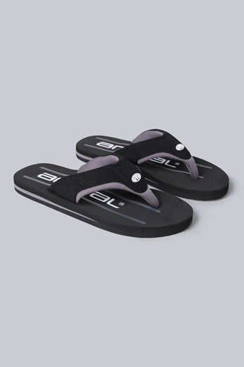 Jekyl Herren-Flip-Flops mit Logo Tiefschwarz