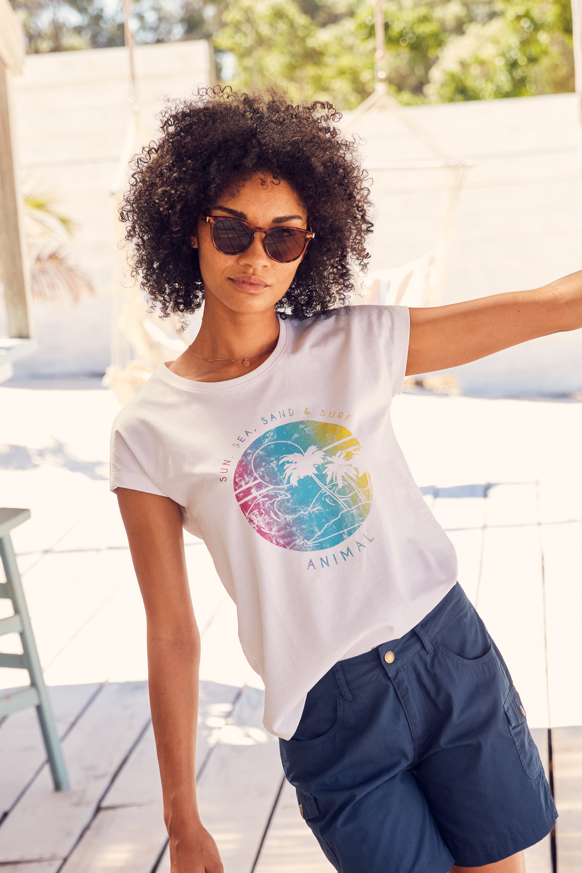 Summer Womens Organic Print T-Shirt - White