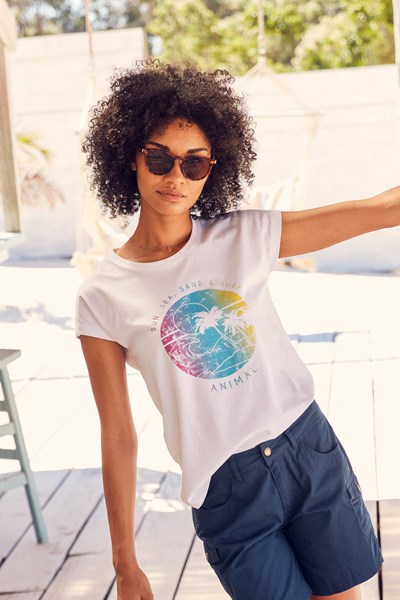 Animal Summer Womens Organic Print T-shirt - White