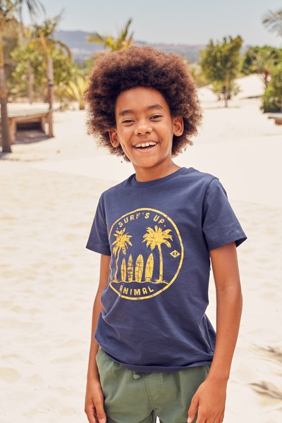 Animal Archie Kids Organic T-shirt - Navy