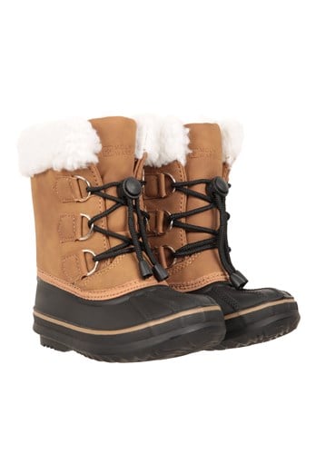 Casual Toddler Adaptive Lace-Up Snow Boots Brown
