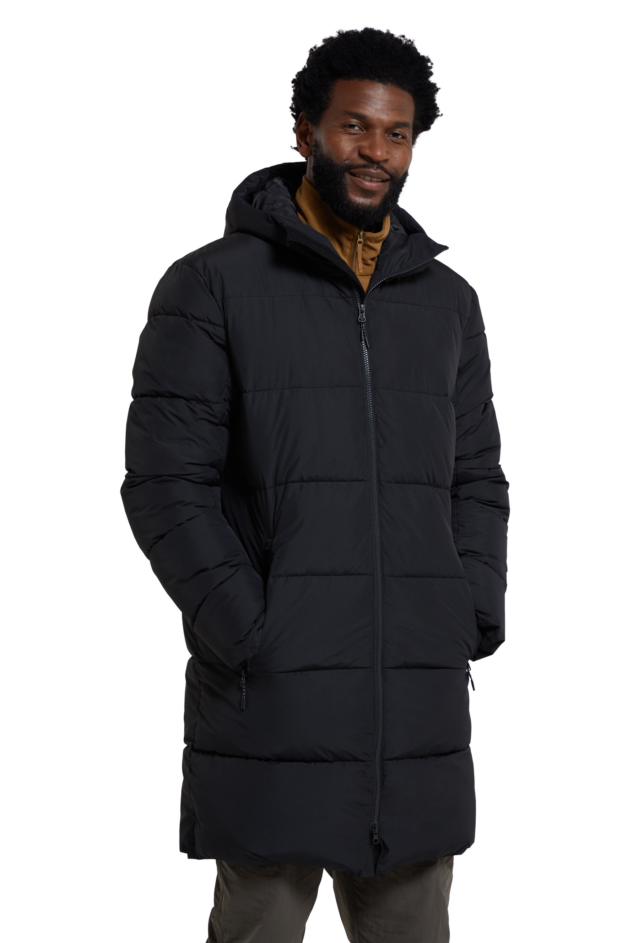 Warehouse longline padded coat in black online