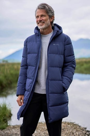 Vortex Mens Longline Padded Jacket Navy
