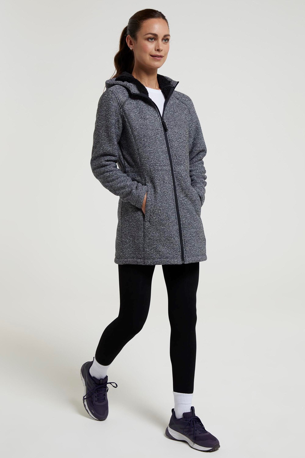 Mountain Warehouse Nevis Mujer Longline Chaqueta Polar Damas Anti Píldoras Sudadera con Capucha - Imagen 13 de 57